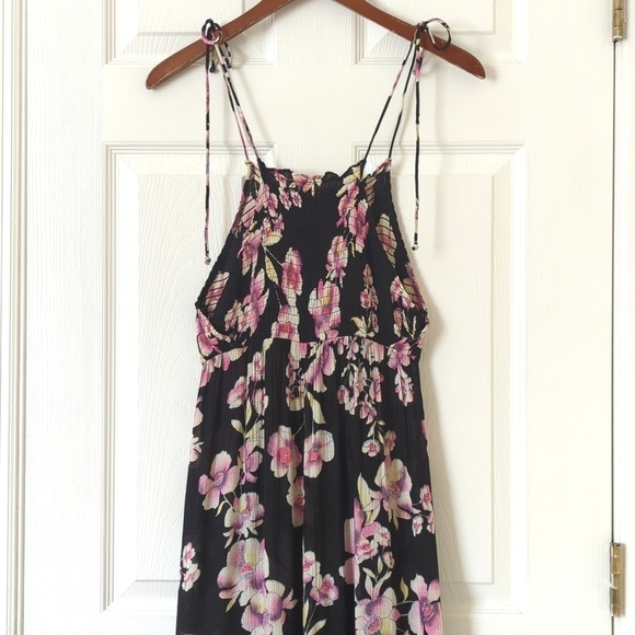 Intimately Free People Onyx Garden Party Floral Tiered A-Line Maxi Dress Black - Picture 12 of 14